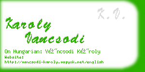 karoly vancsodi business card